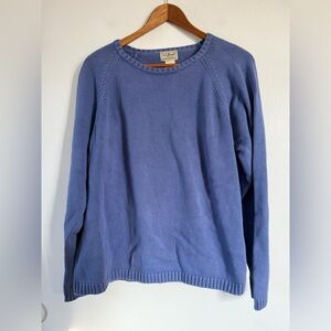 L.L.Bean Blue Purple 100% Cotton Knit Crewneck Sweater XL